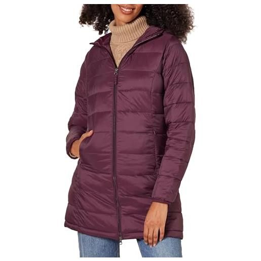 Amazon Essentials cappotto di piumino leggero impermeabile con cappuccio (taglie forti disponibili) donna, bordeaux, l