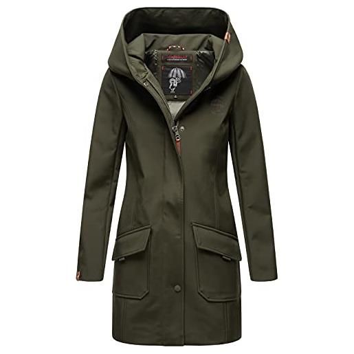 Marikoo b856 - giacca invernale da donna in softshell, lunga, impermeabile, per outdoor, olive, xs