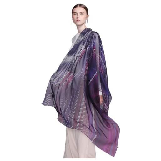 Prettystern donna xxl 180/110 cm grande pura seta chiffon foulard scialle sciarpa elegante sarong pareo cerimonia festa stola marrone y15