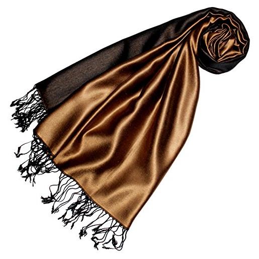 Lorenzo cana sciarpa italiana pashmina seta rayon scialle 75'' x 28'' doppio viso marrone chiaro marrone scuro 78169