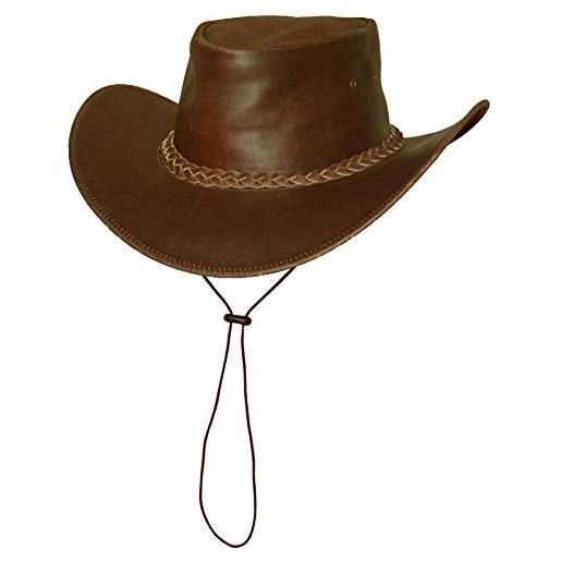 Black Jungle broome cappello da cowboy realizzato in pelle bovina con cinturino sottogola (nero, xxl)