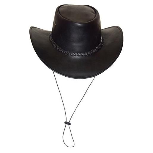 Black Jungle broome cappello da cowboy realizzato in pelle bovina con cinturino sottogola (nero, xxl)
