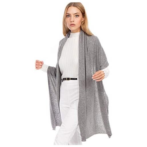 Marine Cashmere - stola in misto cashmere da donna, delicato e morbido filato cashmere, made in italy (grigio)