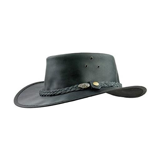 Black Jungle black junge bulat cappello in pelle, cappello occidentale, cappello australia, cappello da cowboy (charcoal, xs)