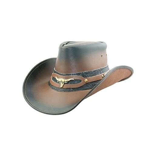 Black Jungle ontario outdoor western cappello in pelle australia cowboy cappelli in pelle cappello da equitazione unisex (xxl, carbone/nero)