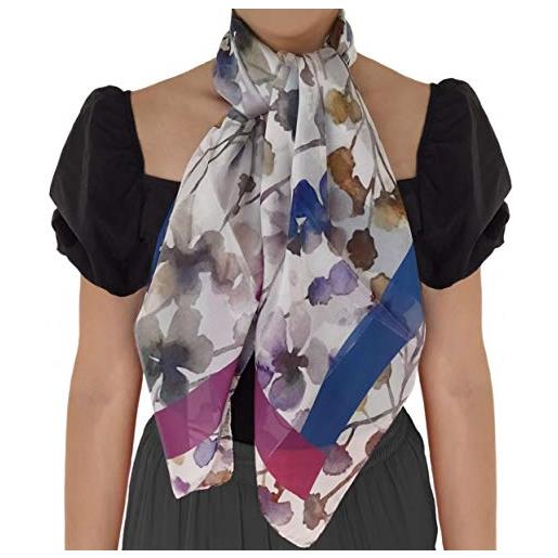 Silk of Como foulard in seta per donna made in italy 100% - taglia unica 90x90 stile quadrato - scialle donna elegante sciarpa pashmina donna originali idee regalo per donna (espiral)