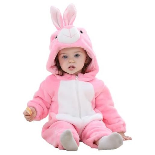 COOKY.D tutine con cappuccio per neonati in flanella invernale pigiama 3-36 mesi, panda, 6 mesi