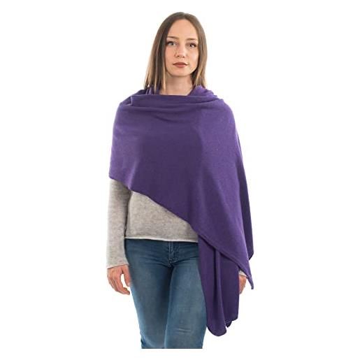 DALLE PIANE CASHMERE - stola in misto cashmere - donna, colore: viola, made in italy - taglia unica