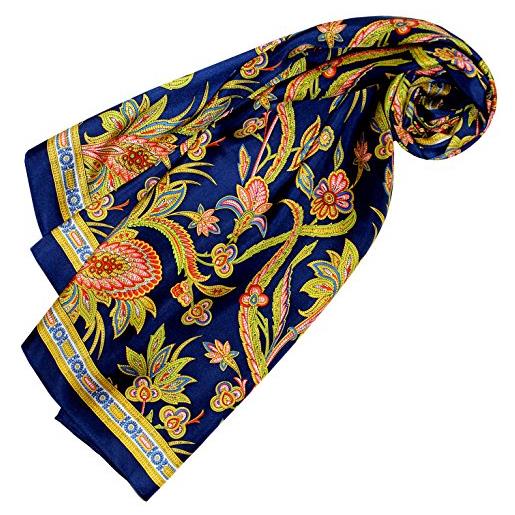Lorenzo cana asciugamano di seta da donna in 100% seta barocco con motivo cachemire panno sciarpa di marca, colore: arancione. , 110 x 110 cm