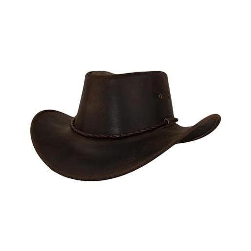Black Jungle kimbolton cappello in pelle, cappello australiano, stile cowboy (xl, abbronzatura)