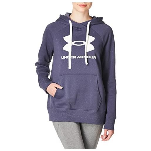 Under Armour women's standard rival fleece logo hoodie, (558) tempered steel / / white, x-small