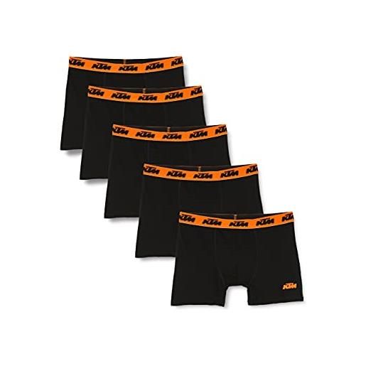 KTM set 5 boxer microfibra (60% poliéster-35% algodón-5% elastano) -negros con cintura naranja slip, nero (negro negro), medium uomo