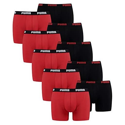 Puma - confezione da 10 boxer da uomo 786 rosso/nero. M