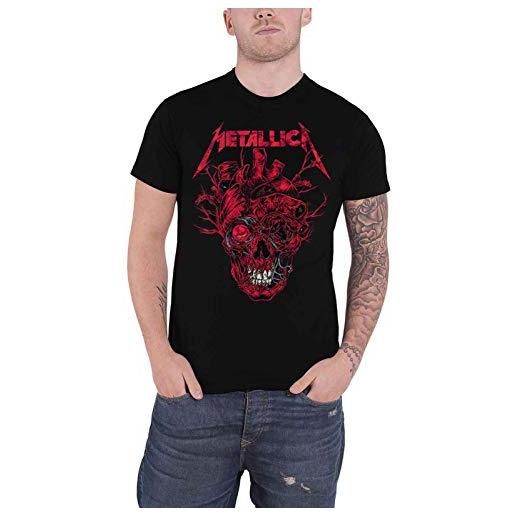 Metallica heart skull uomo t-shirt nero l 100% cotone regular