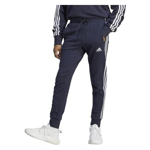 adidas men's size essentials french terry cuffed 3-stripes pants, ink/white, 4x-large/tall