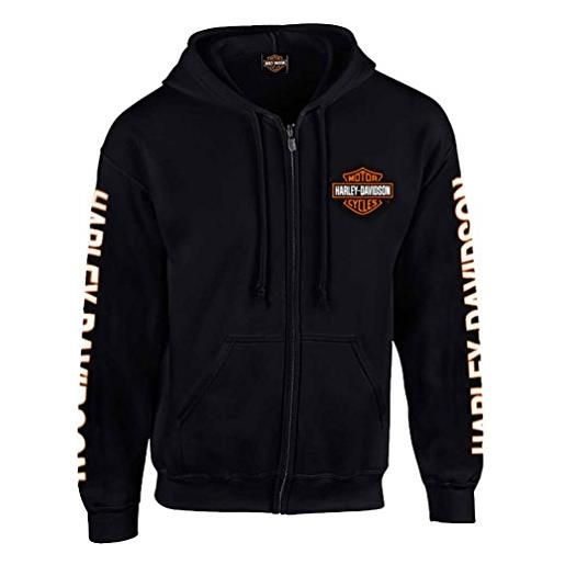 Harley-davidson men's hooded sweatshirt, bar & shield zip black hoodie 30299142