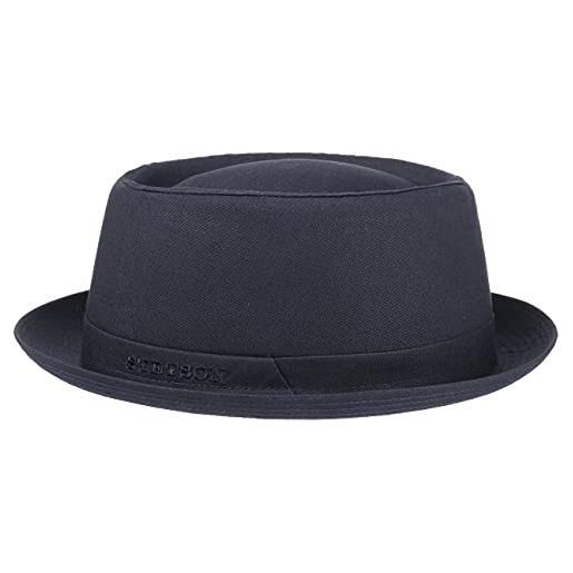 Stetson athens cotton porkpie cappello donna/uomo - pork pie made in italy - estate/inverno - cappello da uomo imbottito - - cappello in cotone blu scuro 57 cm