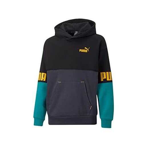 PUMA power colorblock hoodie fl b, nero, 8 anni