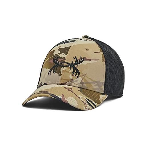 Under Armour men's standard outdoor antler trucker hat, (989) ua barren camo/black/black, one size fits most
