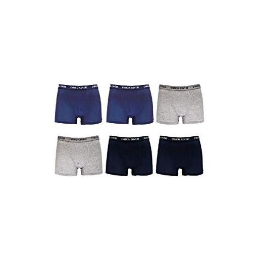 Enrico Coveri boxer ragazzo offerta: 6 e 12 pezzi boxer bambino teen in cotone, assortimento 4 blu notte- 4 jeans- 4 grigio chiaro, età 11 anni
