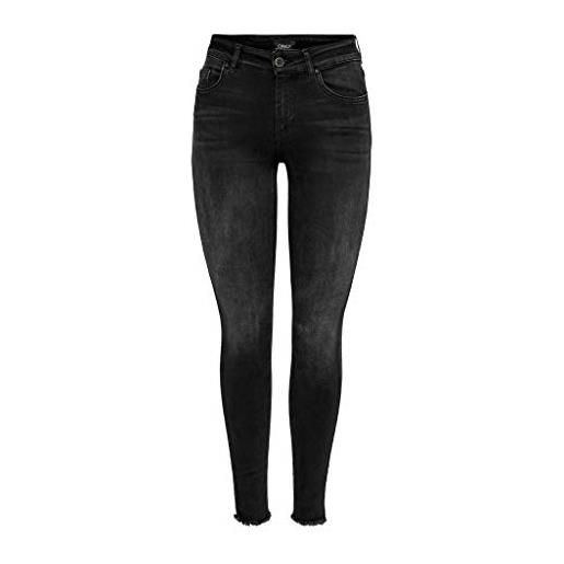 Only nos onlblush mid sk ank rawjns rea2343 noos jeans skinny, nero (black denim), w25/l34 (taglia produttore: x-small) donna