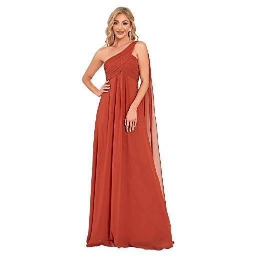Ever-Pretty vestiti da cerimonia donna una spalla linea ad a chiffon stile impero con cinghia abito da sera arancione 58