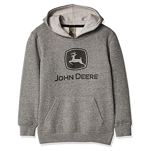 John Deere youth fleece pullover hoodie felpa con cappuccio, grigio, large bambino