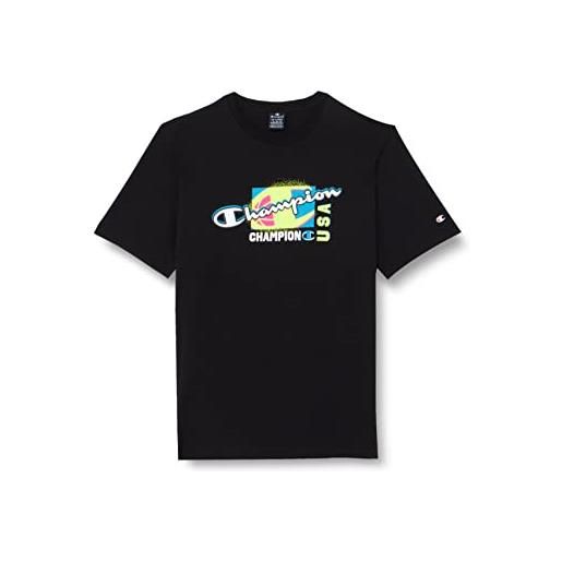 Champion legacy neon spray graphic s/s t-shirt, nero, xxl uomo