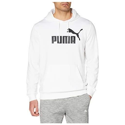 PUMA ess big logo hoodie felpa, bianco white, m uomo