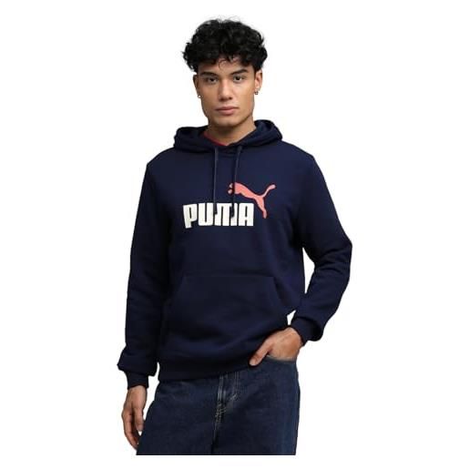 PUMA felpa con cappuccio bicolore essentials+ con logo grande da uomo xs cold green