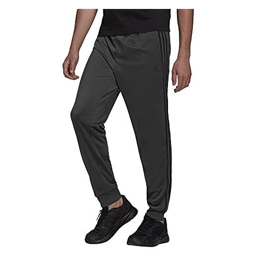 adidas men's standard essentials warm-up slim tapered 3-stripes tracksuit bottoms, dark grey heather/black, 4x-large