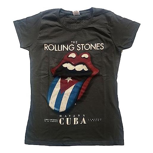 Rolling Stones the t shirt havana cuba ufficiale da donna skinny fit charcoal size m