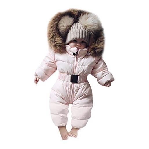 Minetom bambino piumino giubbotto unisex invernale con cappuccio neonato ragazza romper giacca tute da neve caldo pagliaccetti overalls bianco 6-9mesi(65)