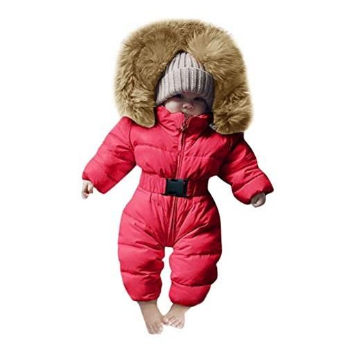 Minetom bambino piumino giubbotto unisex invernale con cappuccio neonato ragazza romper giacca tute da neve caldo pagliaccetti overalls nero 3-6mesi(60)