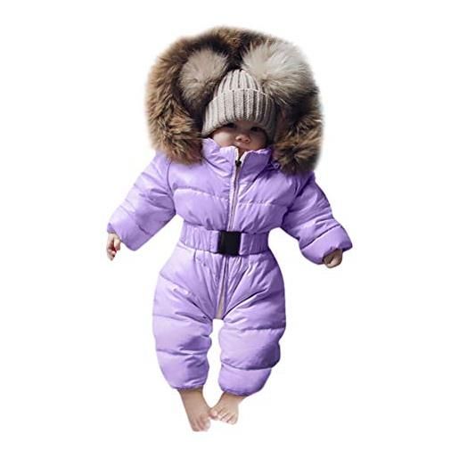 Minetom bambino piumino giubbotto unisex invernale con cappuccio neonato ragazza romper giacca tute da neve caldo pagliaccetti overalls blu 3-6mesi(60)