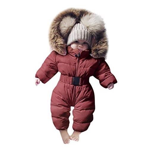 Minetom bambino piumino giubbotto unisex invernale con cappuccio neonato ragazza romper giacca tute da neve caldo pagliaccetti overalls bianco 9-12mesi(70)