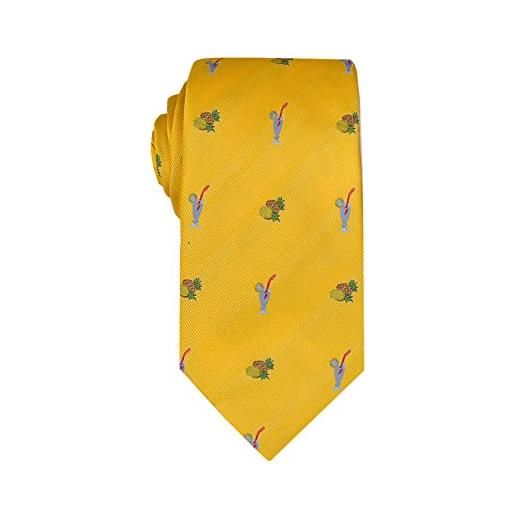 Remo Sartori - cravatta in pura seta con ananas e cocktail, made in italy, uomo (giallo)