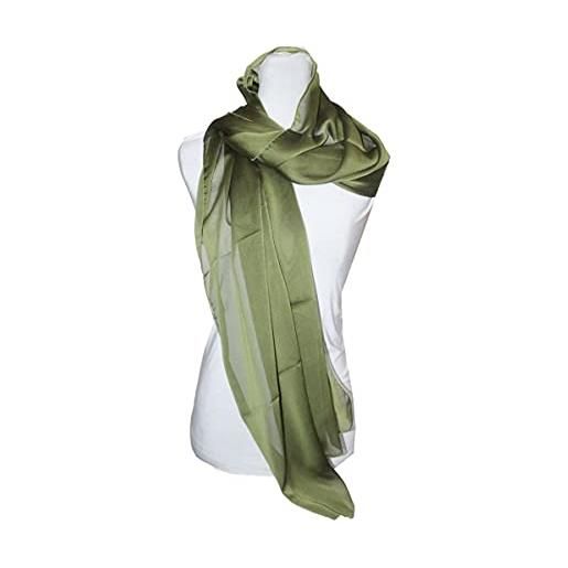 Russo Tessuti stola sciarpa foulard hijab coprispalle cerimonia chiffon fiammato cangiante-35 verde marcio