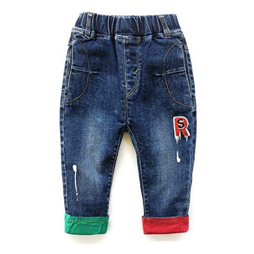 KIDSCOOL SPACE jeans strappati per bambini, pantaloni di jeans strappati con elastico in vita da bambino, azzurro, 18-24 mesi