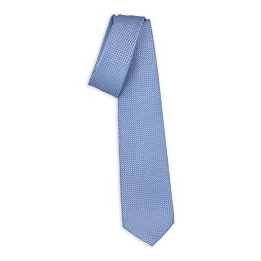 ESCLUSIVO ITALIANO - cravatta uomo sette pieghe in seta azzurro motivo roma