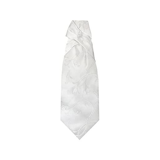 Remo Sartori - cravattone plastron cravatta sposo cerimonia in seta tinta unita, made in italy, uomo (bianco ghiaccio)