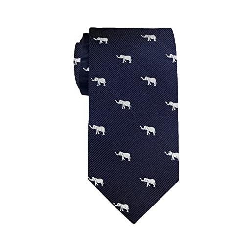 Remo Sartori - cravatta lunga extra lunga xl in seta blu a quadri marrone, lunghezza da 155 cm a 175 cm, made in italy (lunghezza 155 cm)