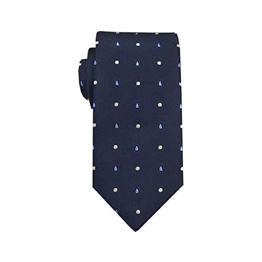 Remo Sartori - cravatta lunga extra lunga xl in seta microfantasia, lunghezza da 155 cm a 175 cm, made in italy, uomo (lunghezza 155 cm, blu)