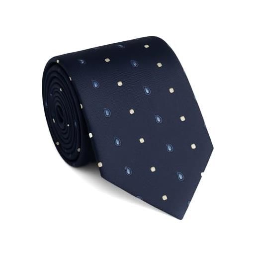 Remo Sartori - cravatta lunga extra lunga xl in seta microfantasia, lunghezza da 155 cm a 175 cm, made in italy, uomo (lunghezza 175 cm, blu)