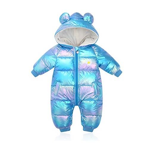 Odziezet tuta da neve con cappuccio piumino da neonato tutone calda impermeabile da bambina zip up snowsuit per inverno 3-6 mesi