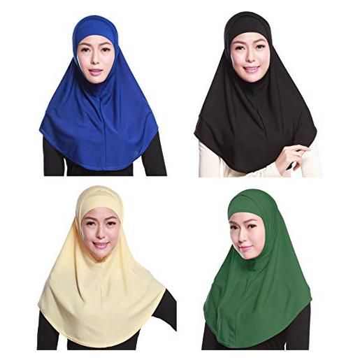 GladThink 4 x womens copertura completa musulmano 2 parti del hijab cappellini sciarpe islamiche set no. 9