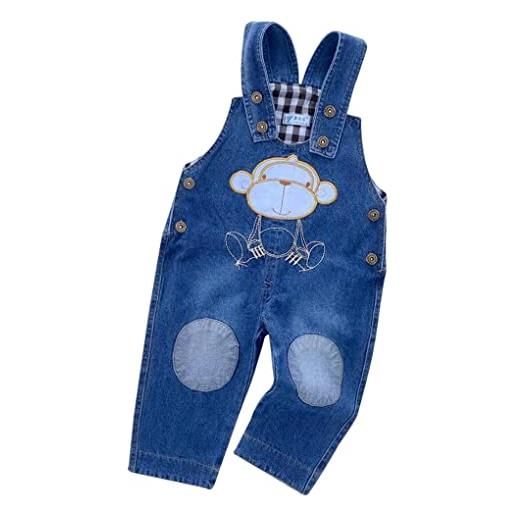 ACMEDE salopette di jeans per bebè neonati carino salopette jean alla moda bebé bambino bambina jeans salopette in puro cotone denim pantaloni pagliaccetto da primavera estate (blu, 2-3 anni)