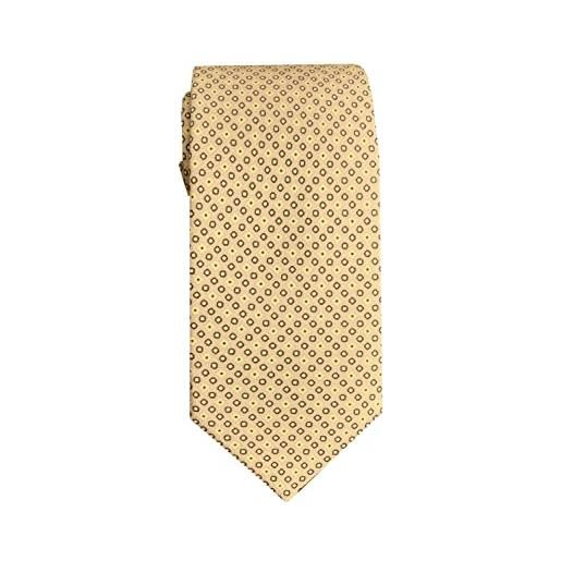 Remo Sartori - cravatta in leggera seta stampata microfantasia cerchi, made in italy, uomo (taglia unica, ocra)