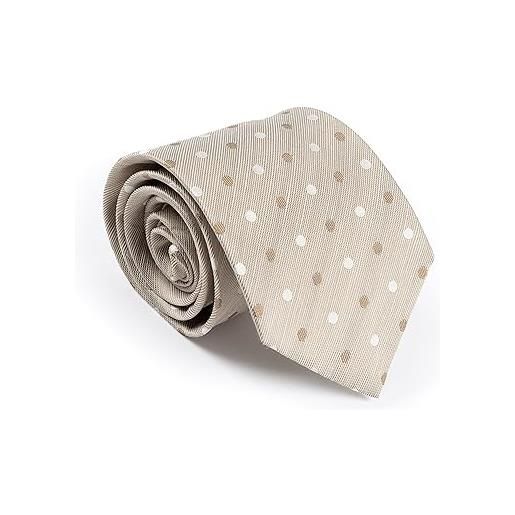 Remo Sartori - cravatta in pura seta a pois color sabbia, made in italy, uomo