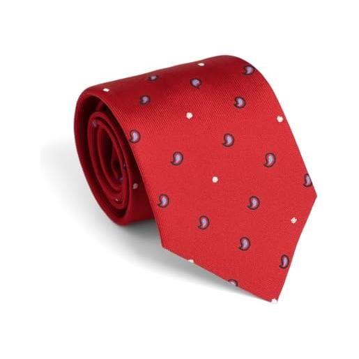 Remo Sartori - cravatta in seta microfantasia, made in italy, uomo (rosso)